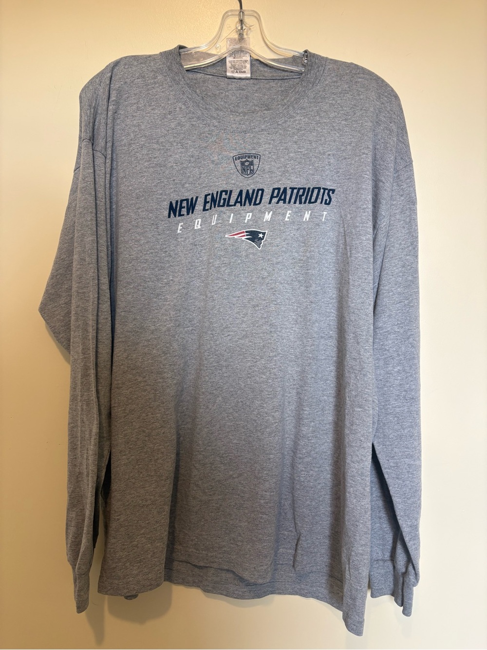 Reebok Vintage Gray New England Patriots Long Sleeve Tee Size L